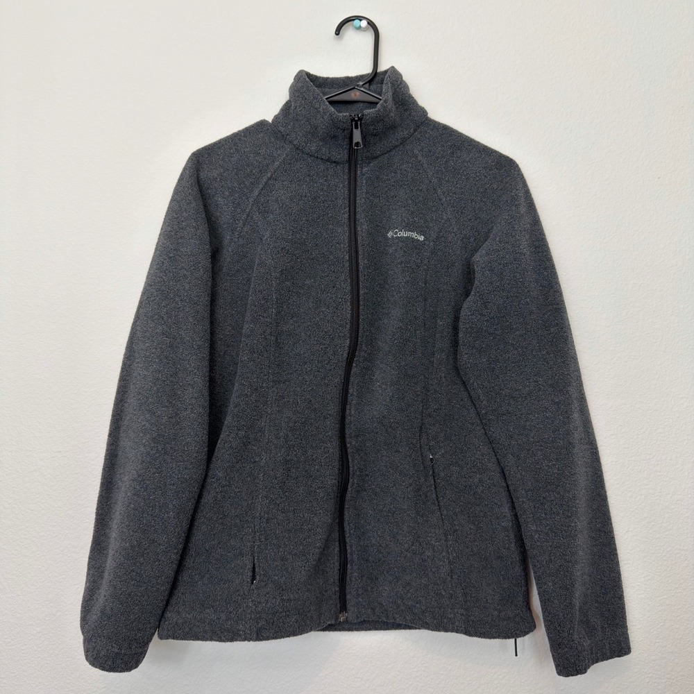 Columbia Fleece Jacket Womens Small Charcoal Grey Good‎ Benton Springs WL6439